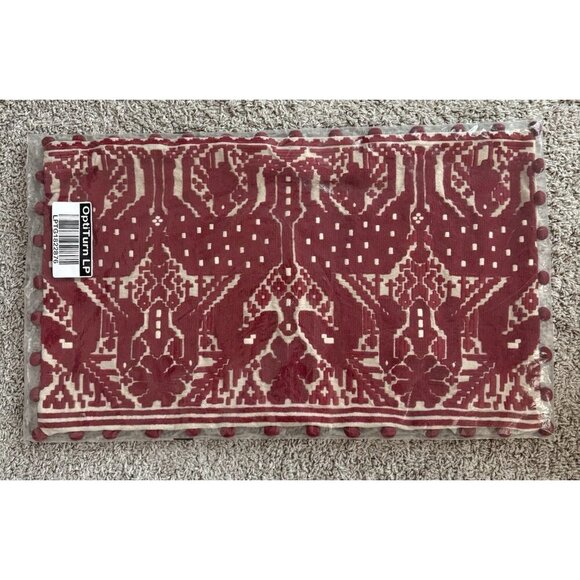 POTTERY BARN Reindeer Embroidered Lumbar Pillow Cover 16x26 Red Scandinavian NEW - Picture 6 of 10